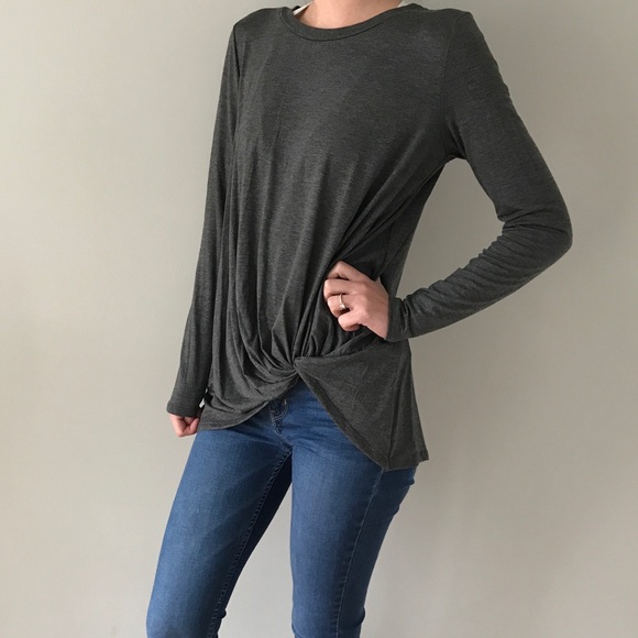 Twisted front long sleeve top - Picture 2 of 3